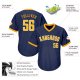 Men's Custom Navy Gold-White Authentic Throwback Rib-Knit Baseball Jersey Shirt