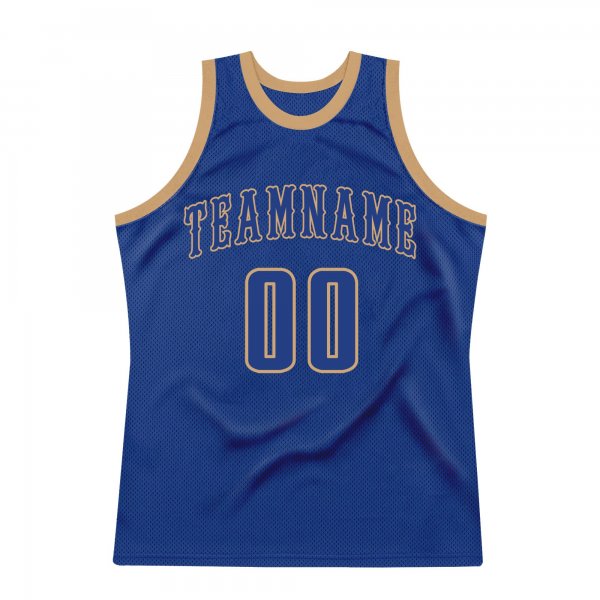 Men's Custom Royal Royal-Old Gold Authentic Throwback Basketball Jersey