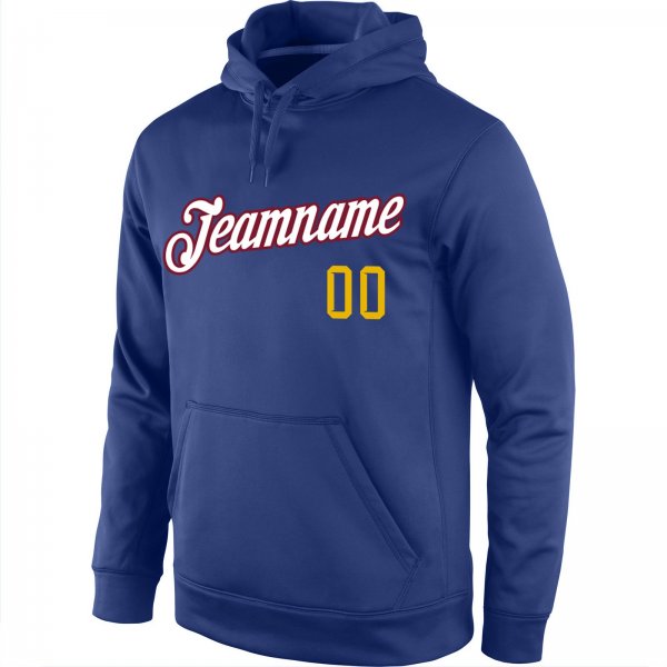 Men's Custom Stitched Royal Gold-White Sports Pullover Sweatshirt Hoodie