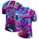 Men's Custom Graffiti Pattern Purple-White 3D Performance T-Shirt