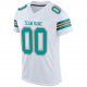 Men's Custom White Aqua-Orange Mesh Authentic Football Jersey