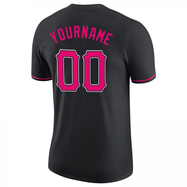 Men's Custom Black Pink-White Performance T-Shirt