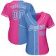 Men's Custom Pink Light Blue-White Authentic Split Fashion Baseball Jersey