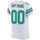 Men's Custom White Aqua-Orange Mesh Authentic Football Jersey