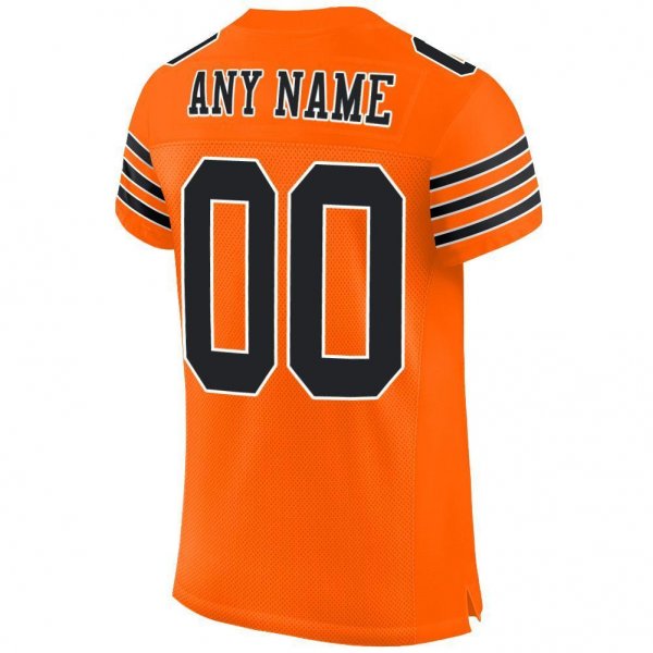 Men's Custom Orange Black-White Mesh Authentic Football Jersey