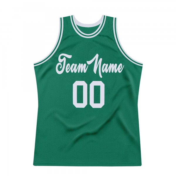 Men's Custom Kelly Green White Authentic Throwback Basketball Jersey