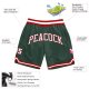 Men's Custom Hunter Green White-Red Authentic Throwback Basketball Shorts