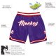 Men's Custom Purple White-Red Authentic Throwback Basketball Shorts