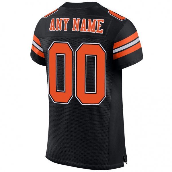 Men's Custom Black Orange-White Mesh Authentic Football Jersey