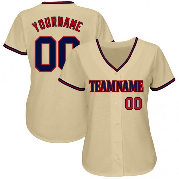 Men's Custom Gold Navy-Red Authentic Baseball Jersey