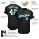 Men's Custom Black White-Panther Blue Authentic Baseball Jersey