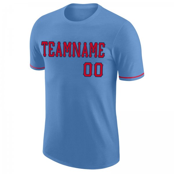 Men's Custom Light Blue Red-Navy Performance T-Shirt