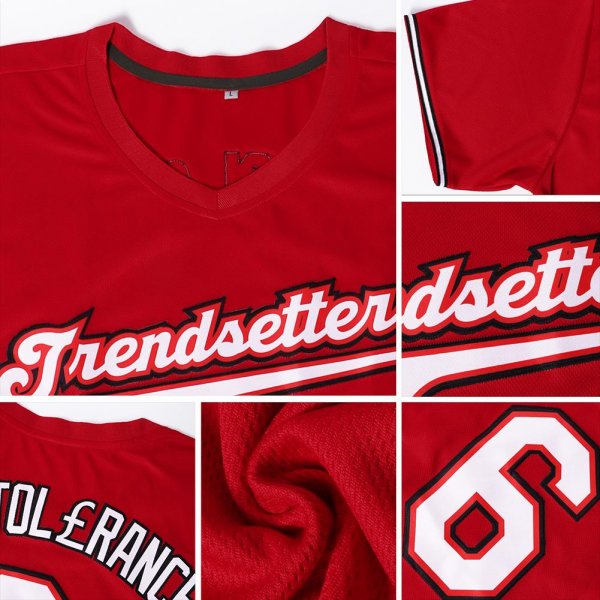 Men's Custom Red White-Gold Authentic Throwback Rib-Knit Baseball Jersey Shirt