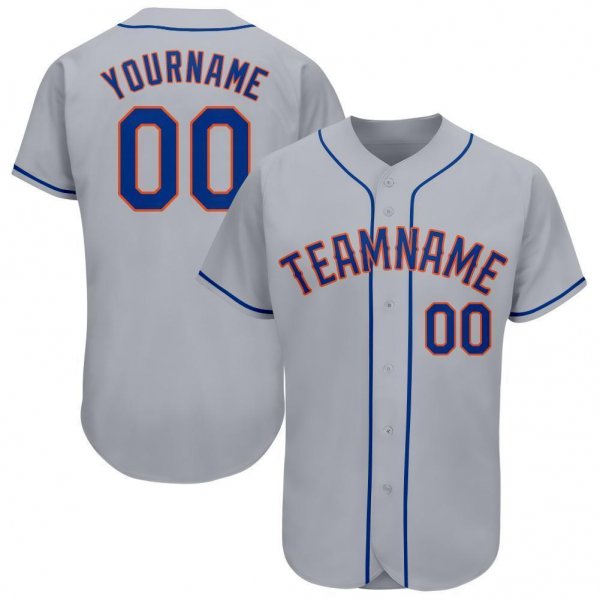 Men's Custom Gray Royal-Orange Baseball Jersey