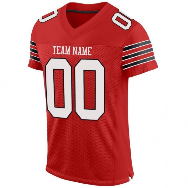 Men's Custom Scarlet White-Black Mesh Authentic Football Jersey