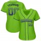 Men's Custom Neon Green Navy-Gray Authentic Drift Fashion Baseball Jersey