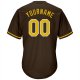 Men's Custom Brown Gold-White Authentic Throwback Rib-Knit Baseball Jersey Shirt