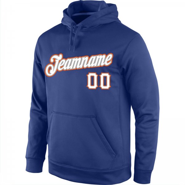 Men's Custom Stitched Royal White-Orange Sports Pullover Sweatshirt Hoodie