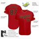 Men's Custom Red Black Pinstripe Black-Old Gold Authentic Baseball Jersey