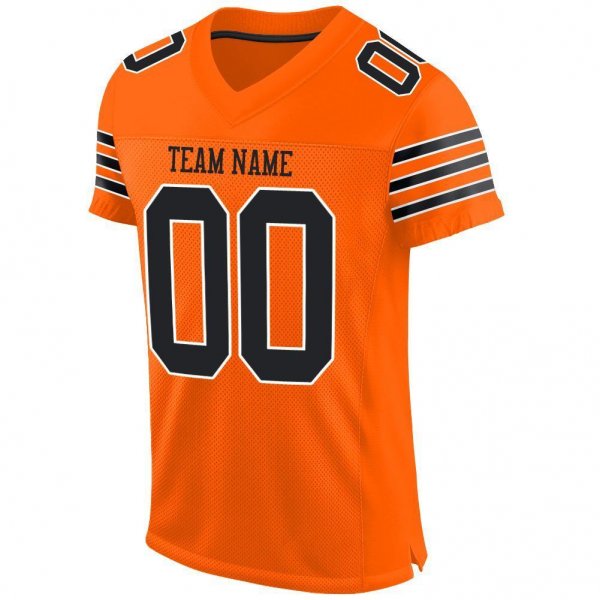 Men's Custom Orange Black-White Mesh Authentic Football Jersey