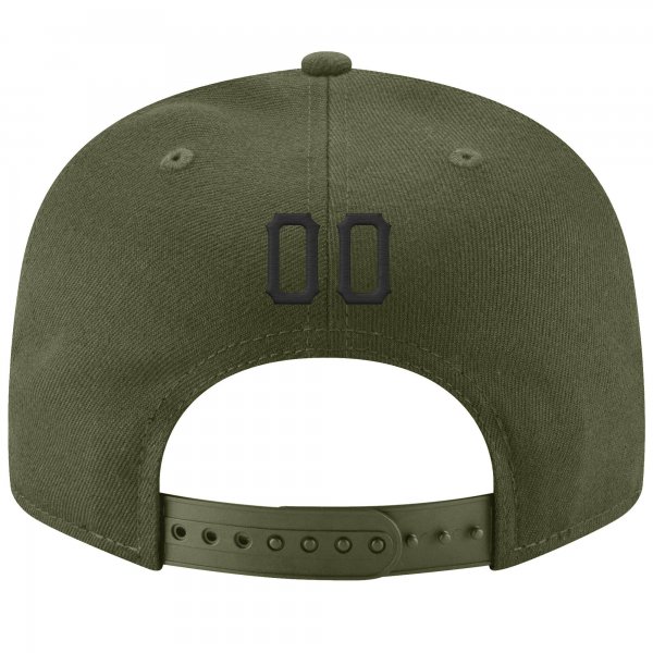 Custom Olive Black-Cream Stitched Adjustable Snapback Hat