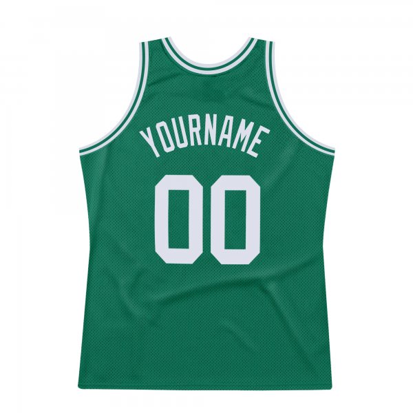 Men's Custom Kelly Green White Authentic Throwback Basketball Jersey