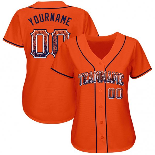 Men's Custom Orange Navy-White Authentic Drift Fashion Baseball Jersey