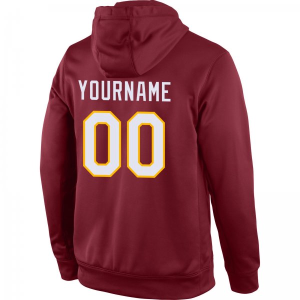 Men's Custom Stitched Burgundy White-Gold Sports Pullover Sweatshirt Hoodie