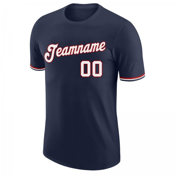 Men's Custom Navy White-Red Performance T-Shirt