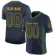 Men's Custom Navy Green-Gold Mesh Drift Fashion Football Jersey