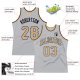 Men's Custom Silver Gray Old Gold-Black Authentic Throwback Basketball Jersey