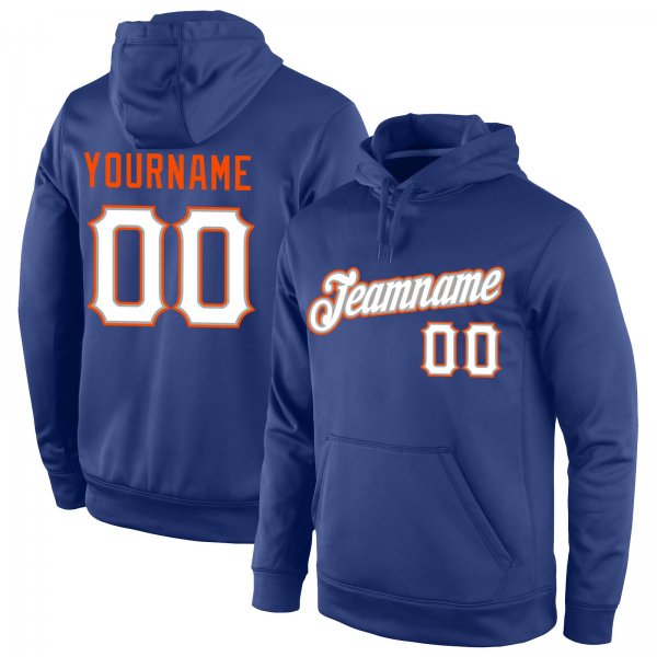 Men's Custom Stitched Royal White-Orange Sports Pullover Sweatshirt Hoodie