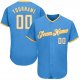 Men's Custom Powder Blue White-Gold Authentic Baseball Jersey