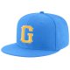 Custom Powder Blue Gold-White Stitched Adjustable Snapback Hat