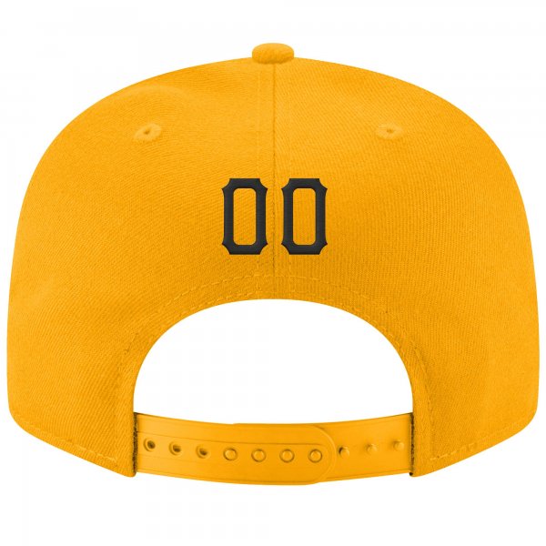 Custom Gold Black-White Stitched Adjustable Snapback Hat