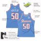 Men's Custom Light Blue White-Red Authentic Throwback Basketball Jersey