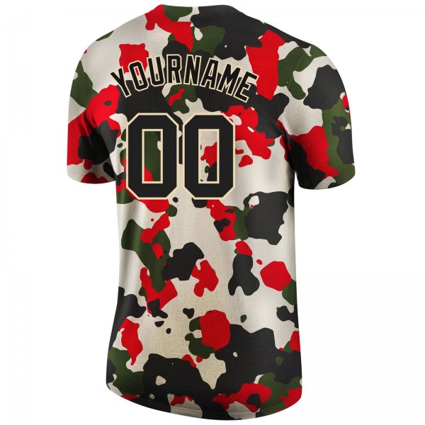 Men's Custom Camo Black-Cream Performance T-Shirt