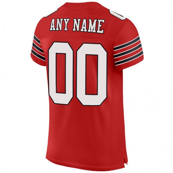 Men's Custom Scarlet White-Black Mesh Authentic Football Jersey