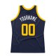 Men's Custom Navy Gold-White Authentic Throwback Basketball Jersey