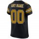 Men's Custom Black Old Gold-White Mesh Authentic Football Jersey