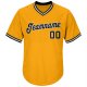 Men's Custom Gold Black-White Authentic Throwback Rib-Knit Baseball Jersey Shirt