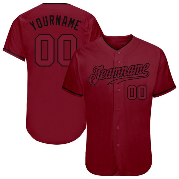 Men's Custom Crimson Crimson-Black Authentic Baseball Jersey