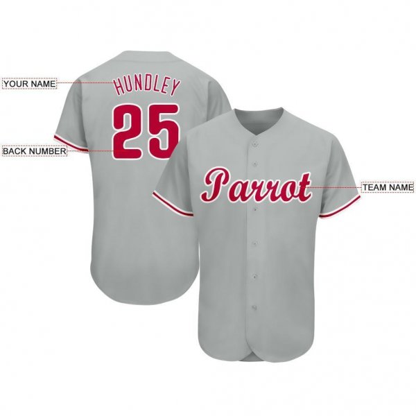 Men's Custom Gray Red-White Baseball Jersey