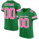 Men's Custom Kelly Green Pink-White Mesh Authentic Football Jersey