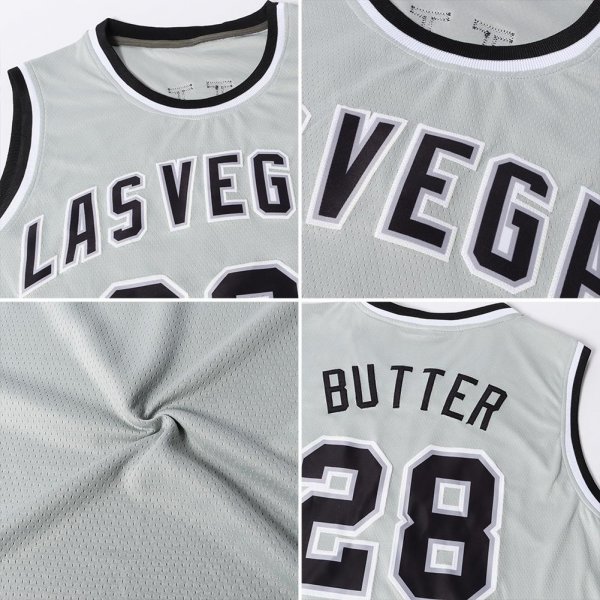 Men's Custom Silver Gray Silver Gray-Black Authentic Throwback Basketball Jersey