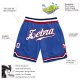 Men's Custom Blue White-Red Authentic Throwback Basketball Shorts