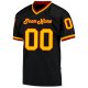 Men's Custom Black Gold-Red Mesh Authentic Throwback Football Jersey