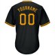 Men's Custom Black Gold Authentic Throwback Rib-Knit Baseball Jersey Shirt