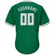 Men's Custom Kelly Green White-Gray Authentic Throwback Rib-Knit Baseball Jersey Shirt