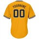 Men's Custom Gold Black-White Authentic Throwback Rib-Knit Baseball Jersey Shirt